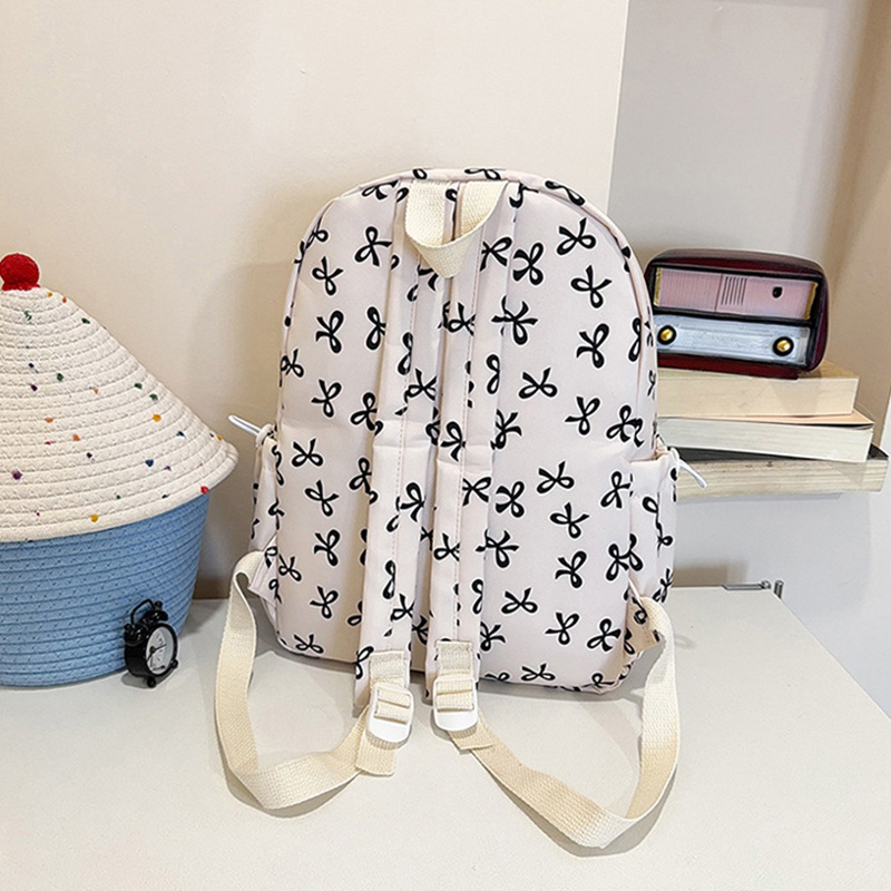 Cute Bow Print Backpack Nylon  - School Backpack Teen 评论和价格