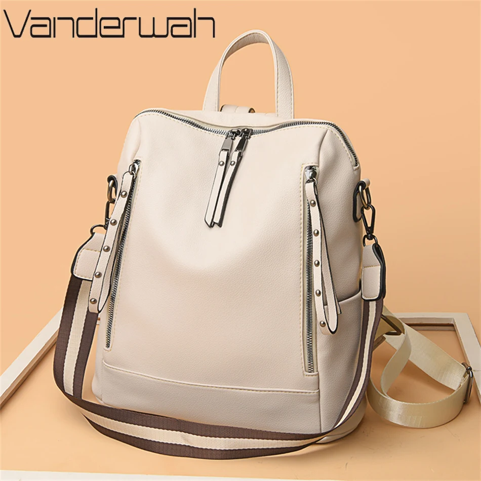 Brand Luxury Backpacks Soft Le - School Backpack Teen 评论和价格